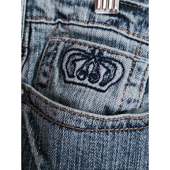 Industrial Cotton VTG Y2K Distressed Frayed Hemline Midi Denim Skirt Jrs Size 11 - Picture 10 of 12